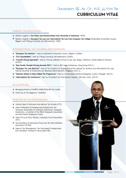 curriculum vitae - DANNY DARUSSALAM Tax Center