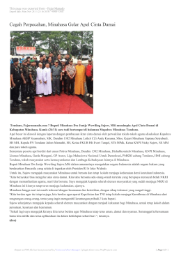 Cegah Perpecahan, Minahasa Gelar Apel Cinta