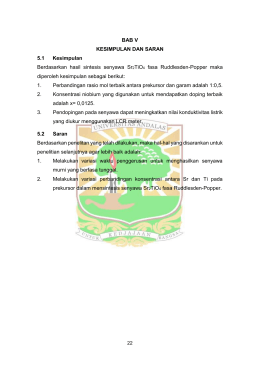 BAB V KESIMPULAN DAN SARAN 5.1 Kesimpulan Berdasarkan