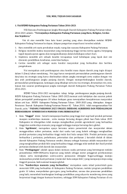 VISI, MISI, TUJUAN DAN SASARAN 1. Visi RPJMD