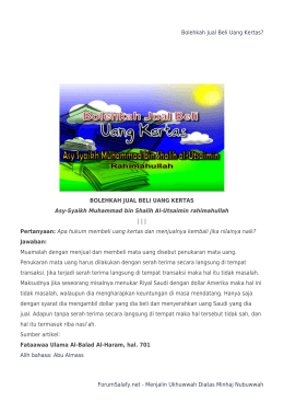 Bolehkah Jual Beli Uang Kertas?