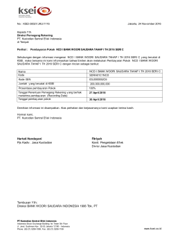 Tembusan Yth: Direksi BANK WOORI SAUDARA INDONESIA