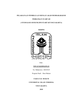 PELAKSANAAN PEMBIAYAAN DENGAN AKAD MUDHARABAH DI