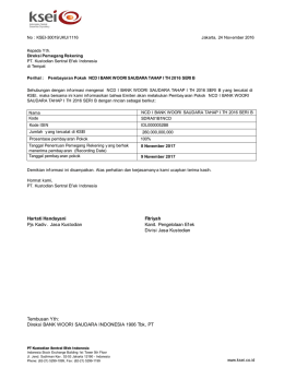 Tembusan Yth: Direksi BANK WOORI SAUDARA INDONESIA