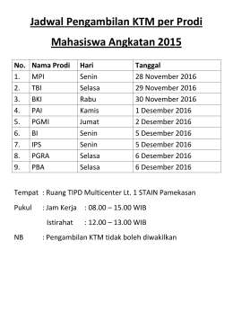 Pengumuman Pengambilan KTM Angkatan 2015