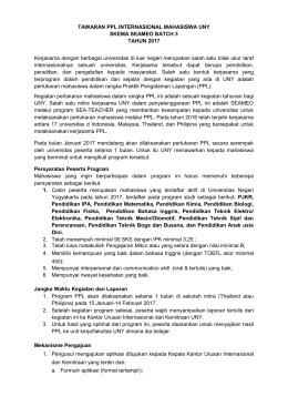 TAWARAN PPL INTERNASIONAL MAHASISWA UNY