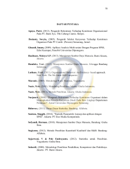 DAFTAR PUSTAKA Agnya, Putri. (2012). Pengaruh Rekrutmen