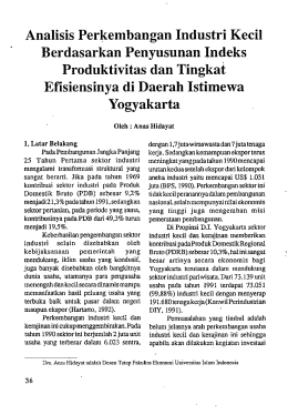 Analisis Perkembangan Industri Kecil Efisiensinya di Daerah