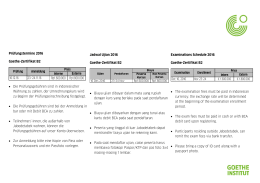 Prüfungstermine 2016 Goethe-Zertifikat B2 Interne Externe 16.12.16