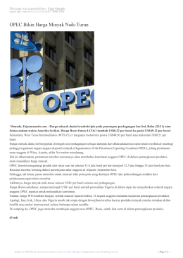 OPEC Bikin Harga Minyak Naik-Turun