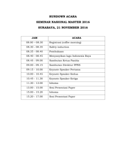 rundown acara seminar nasional master 2016 surabaya, 21