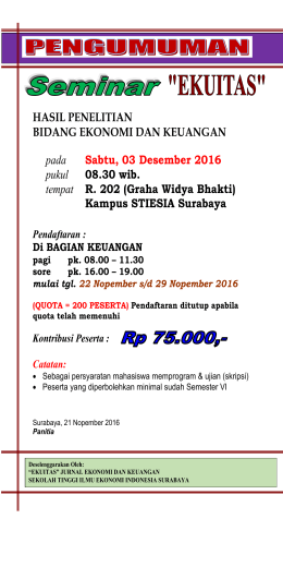 HASIL PENELITIAN BIDANG EKONOMI DAN KEUANGAN pada