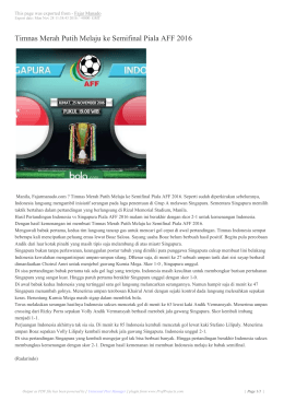 Timnas Merah Putih Melaju ke Semifinal Piala AFF