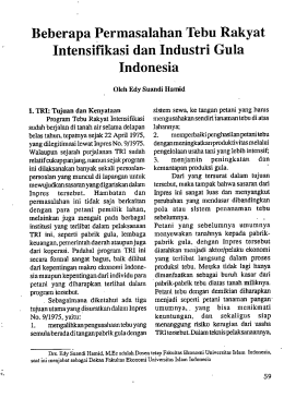 Beberapa Permasalahan Tebu Rakyat