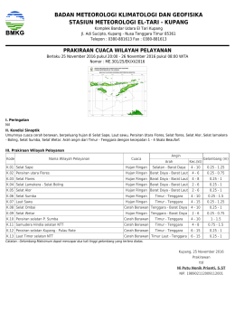Prakiraan Cuaca Wilayah Pelayanan