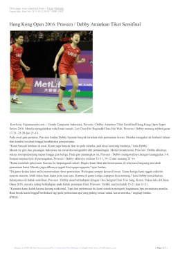 Hong Kong Open 2016: Praveen / Debby Amankan