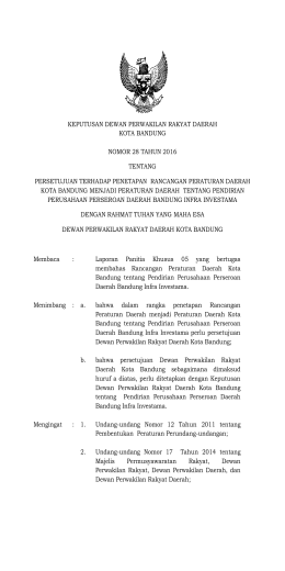 keputusan dewan perwakilan rakyat daerah kota bandung nomor 28
