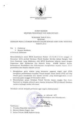 Surat Edaran Mendikbud No. 11 Tahun 2016 tentang Gerakan