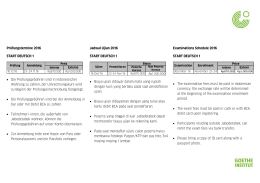 Prüfungstermine 2016 START DEUTSCH 1 • Die Prüfungsgebühren