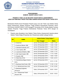 PENGUMUMAN NOMOR: 4424/KP.230/A/11/2016 PESERTA YANG