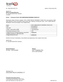 Tembusan Yth: Direksi BANK MIZUHO INDONESIA, PT