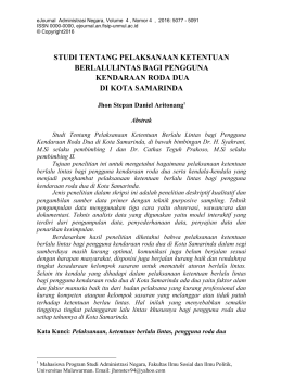 studi tentang pelaksanaan ketentuan berlalulintas bagi pengguna