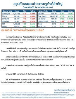 สรุปตัวเลขและข่าวเศรษฐกิจที่สาคัญ - Ausiris