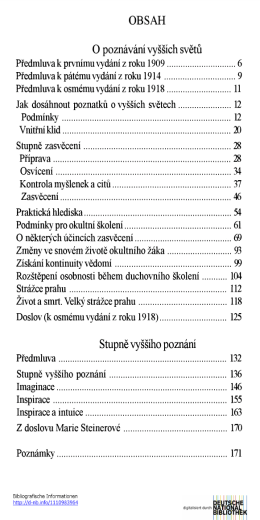 OBSAH O poznávání vyšších světů Stupně vyššího poznání