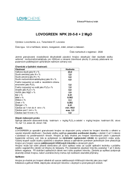 LOVOGREEN NPK 20-5-8+2MgO, Lovochemie &ndash; PDF, 149 kB