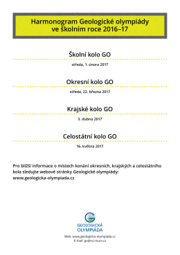 Harmonogram Geologick&eacute; olympi&aacute;dy ve &scaron;koln&iacute;m roce 2016&ndash;17