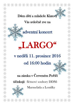 adventní koncert v neděli 11. prosince 2016 od 16:00 hodin