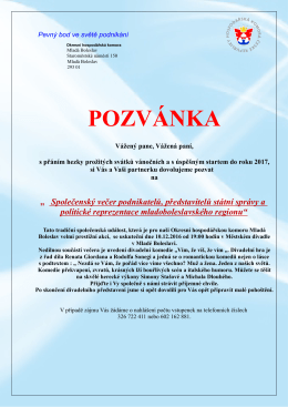 pozvánka - Okresní hospodářská komora Mladá Boleslav