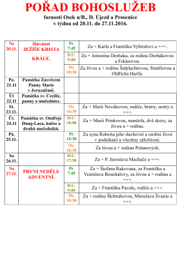 pořad bohoslužeb - Osek nad Bečvou