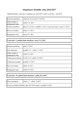 Organizace školního roku 2016/2017