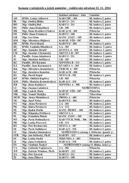 Seznam vyučujících a jejich umístění – rodičovské sdružení 22. 11