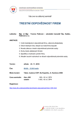 trestní odpovědnost firem - Jihočeská hospodářská komora