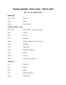 Program semináře: Otcovo srdce – Návrat domů