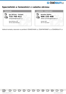 Specialist&eacute; a řemesln&iacute;ci z va&scaron;eho okresu