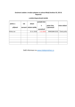 Dal&scaron;&iacute; informace na www.mladysmolivec.cz.