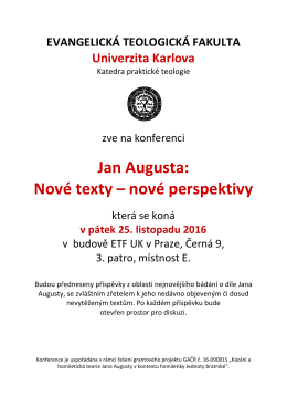 Jan Augusta: Nov&eacute; texty &ndash; nov&eacute; perspektivy