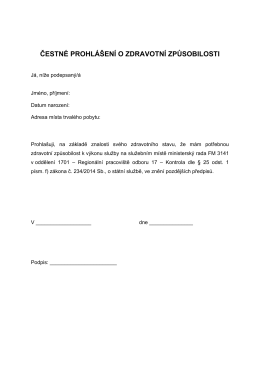 ČESTN&Eacute; PROHL&Aacute;&Scaron;EN&Iacute; O ZDRAVOTN&Iacute; ZPŮSOBILOSTI