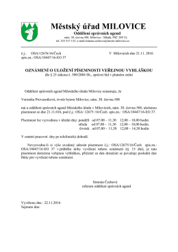 Městský úřad MILOVICE - Oddělení správních agend