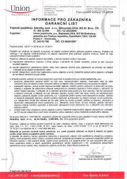 Certifikát pojištění CK proti úpadku