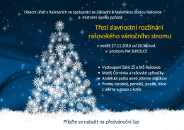 Třetí slavnostní rozžínání rašovského vánočního stromu