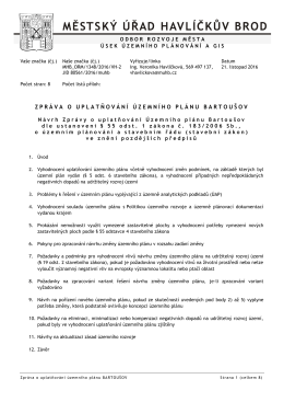 Zpráva o uplatňování ÚP Bartoušov