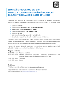 semin&aacute;ř k programu 013 310 rozvoj a obnova materi&aacute;lně technick&eacute;