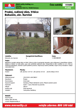 Prodej, rodinný dům, Vrbice Bohumín, okr. Karviná www.mmreality