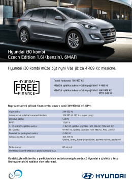 Hyundai i30 kombi Czech Edition 1,6i (benz&iacute;n), 6MAN