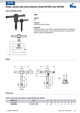 Datový list K0756 Šrouby s pevnou nebo volnou kolíkovou rukojetí
