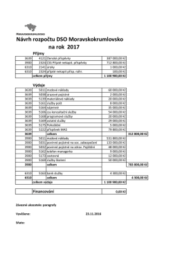 Návrh rozpočtu DSO Moravskokrumlovsko na rok 2017